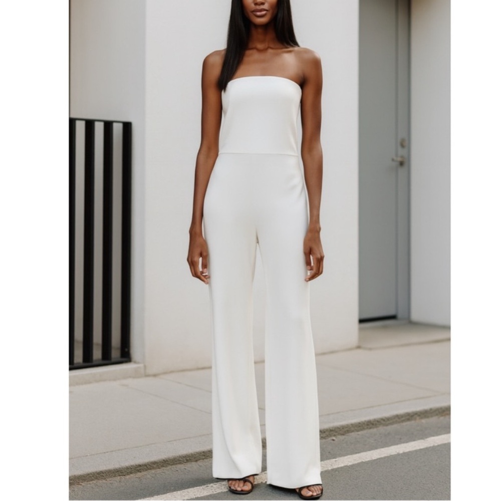 NWT!! Zara Strapless Wide-Leg Jumpsuit in White - Picture 3 of 3